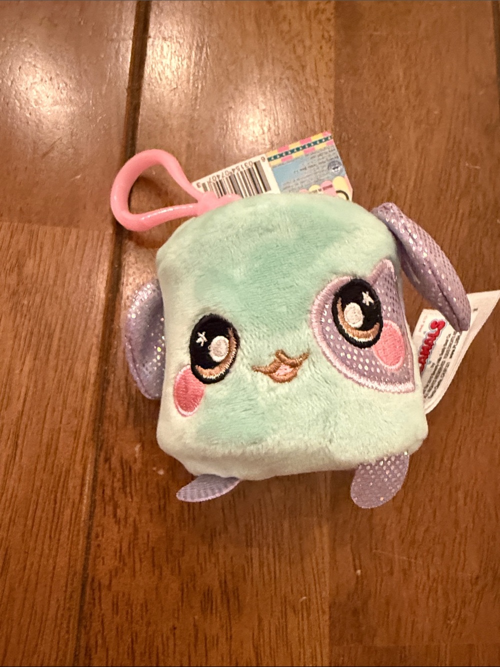 Plush Clip-On Bag Charm in Mint & Purple